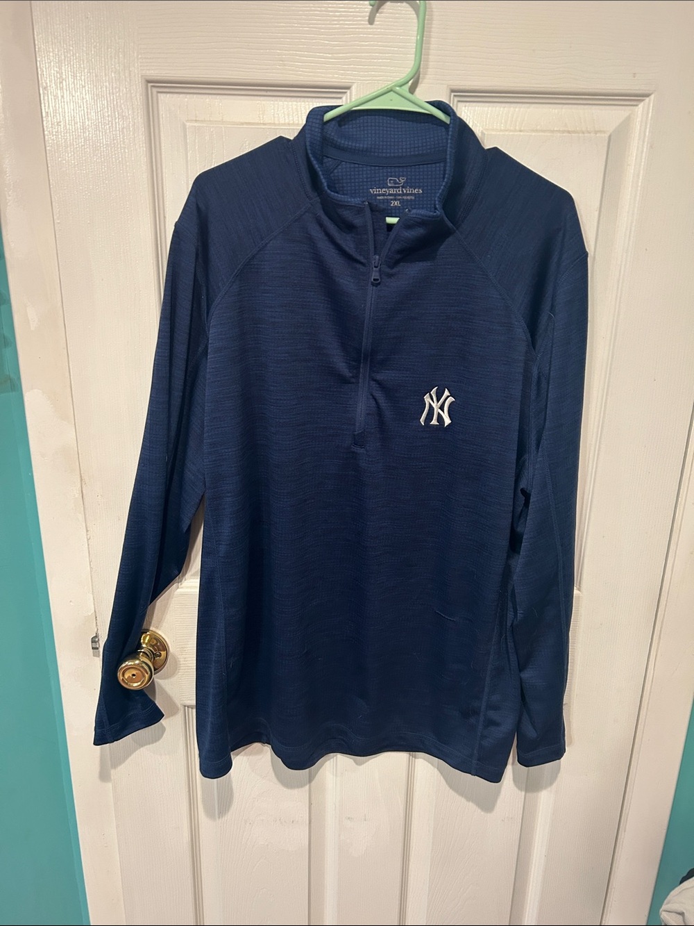 Vineyard Vines Navy Blue Long Sleeve Quarter-Zip with NY Logo
